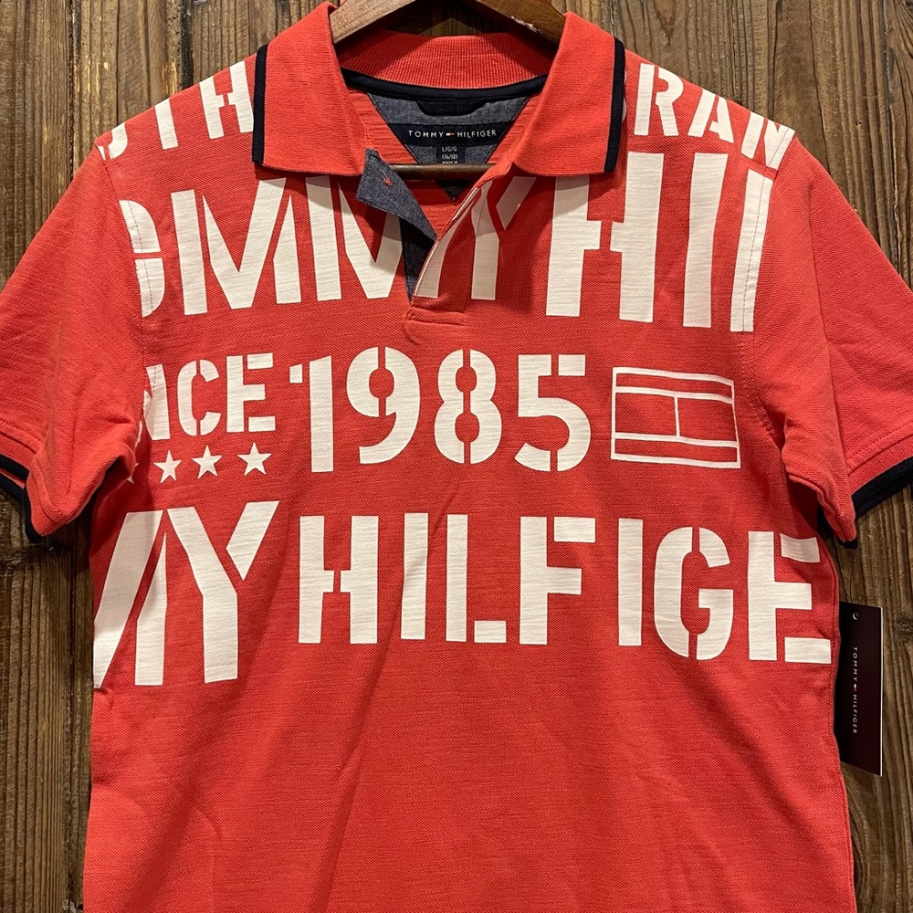 Tommy Hilfiger Spiced Coral Polo Short Sleeve Boys Large 16/18 NWT